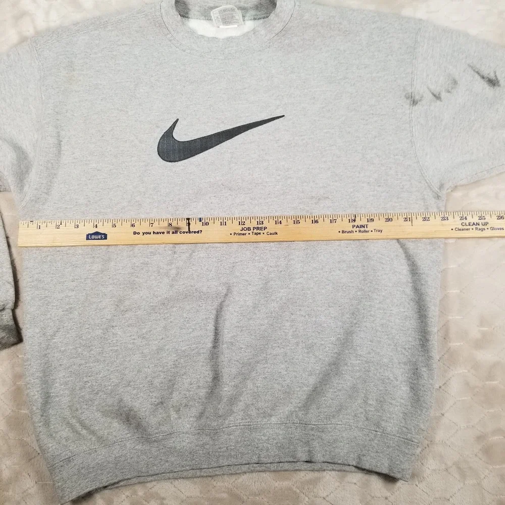 Rare VTG NIKE Big Swoosh Crewneck Sweatshirt 90s USA Made Sz Large STAINED‎ Look